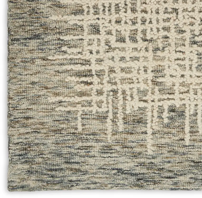 8' Ivory Brown and Gray Wool Abstract Runner Rug Photo 5