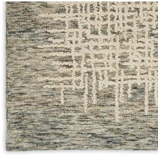 8' Ivory Brown and Gray Wool Abstract Runner Rug Photo 5