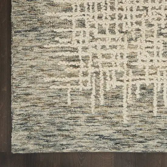 8' Ivory Brown and Gray Wool Abstract Runner Rug Photo 7