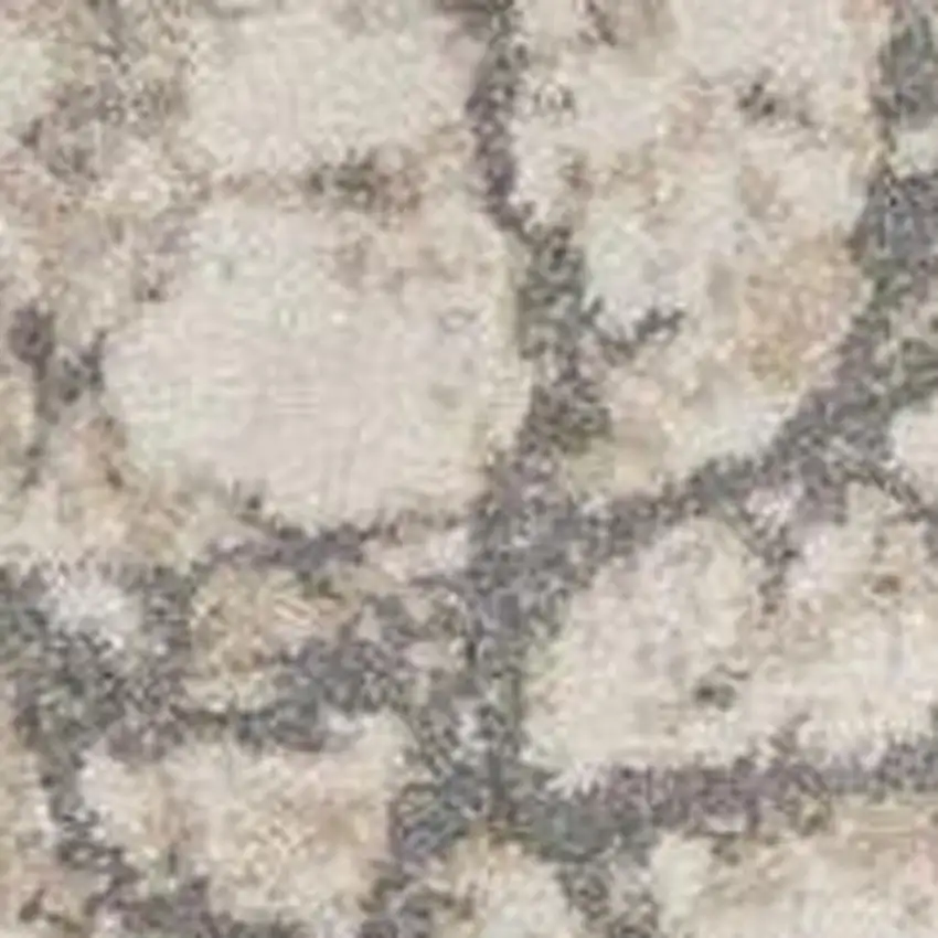 8' Ivory Charcoal and Gray Floral Distressed Non Skid Runner Rug Photo 3