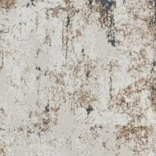 8' Ivory Charcoal and Taupe Abstract Distressed Non Skid Runner Rug Photo 7