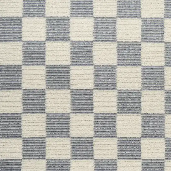 8' Ivory Checkered Runner Rug Photo 7