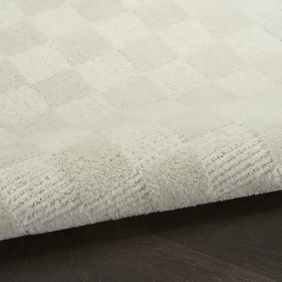8' Ivory Checkered Runner Rug Photo 9