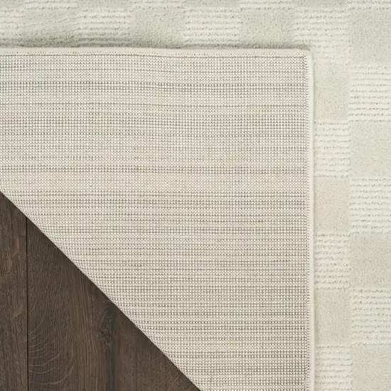 8' Ivory Checkered Runner Rug Photo 8