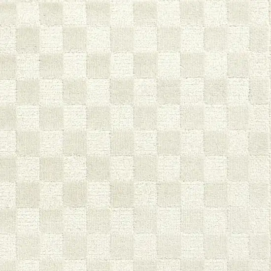 8' Ivory Checkered Runner Rug Photo 3