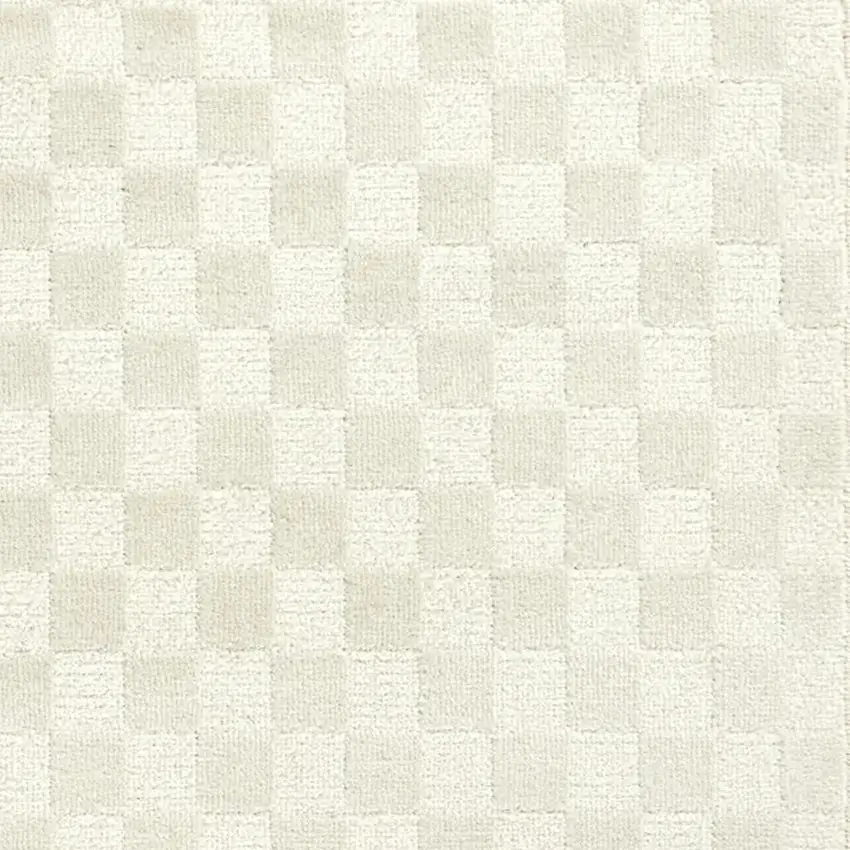 8' Ivory Checkered Runner Rug Photo 3