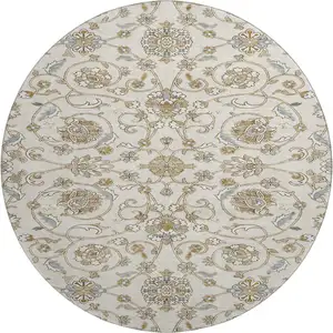 Photo of 8' Ivory Copper And Gray Moroccan Washable Round Rug With UV Protection