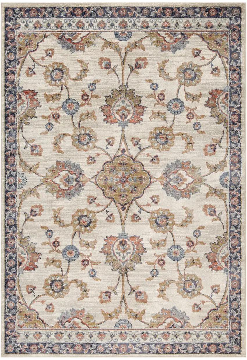 10' Ivory Floral Power Loom Runner Rug Photo 1