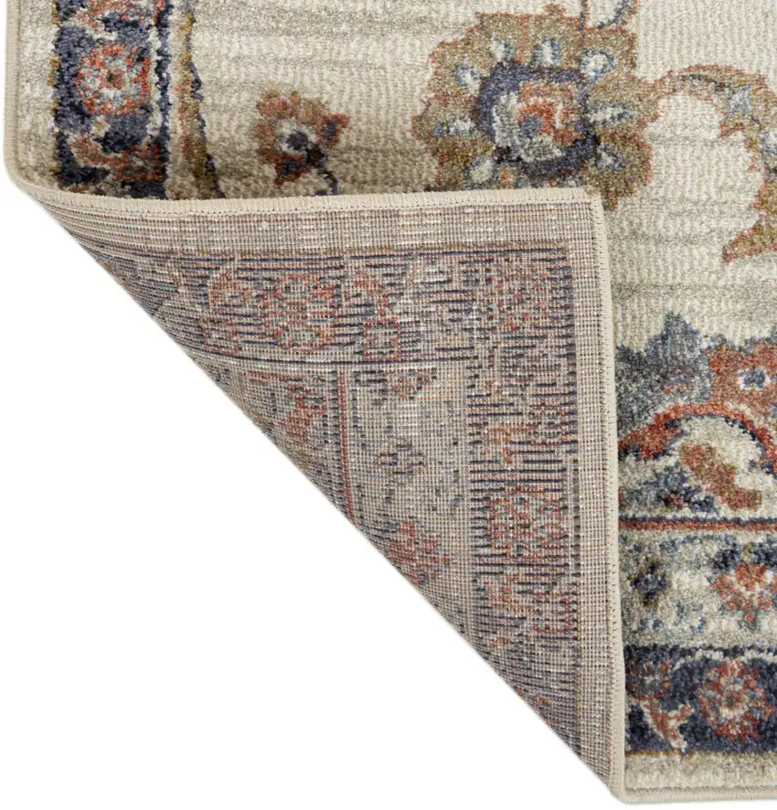 10' Ivory Floral Power Loom Runner Rug Photo 7