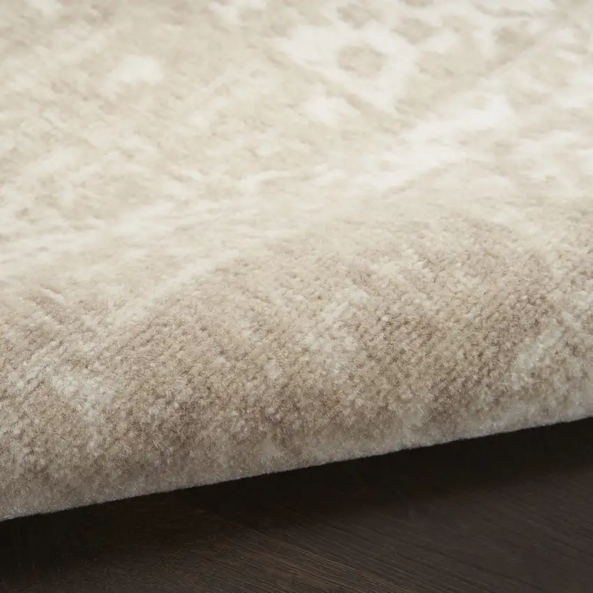 10' Ivory Floral Power Loom Runner Rug Photo 9
