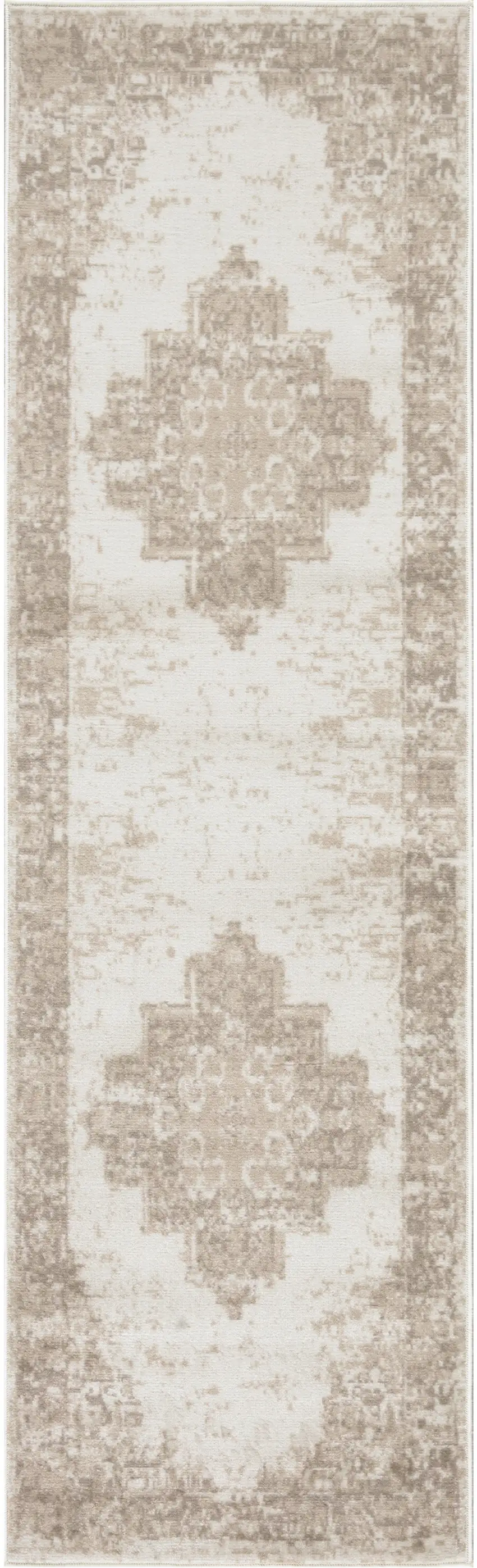 10' Ivory Floral Power Loom Runner Rug Photo 5