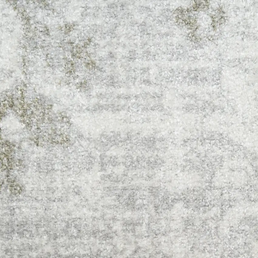 6' Ivory Floral Power Loom Worn Faded Runner Rug Photo 2