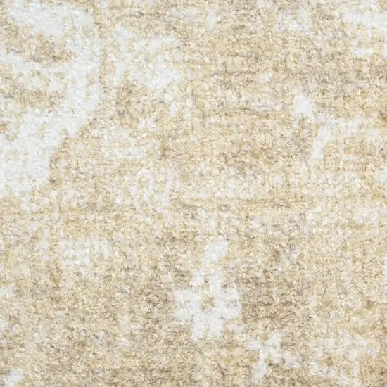 8' Ivory Floral Power Loom Worn Faded Runner Rug Photo 2