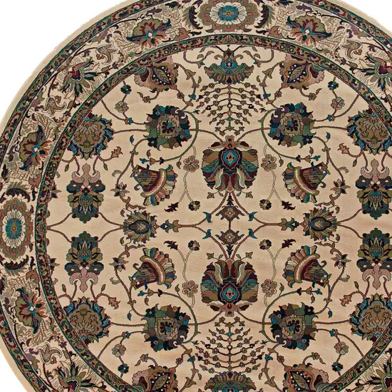 6' Ivory Floral Round Rug Photo 4