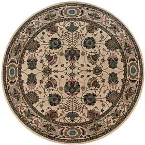 Photo of 6' Ivory Floral Round Rug