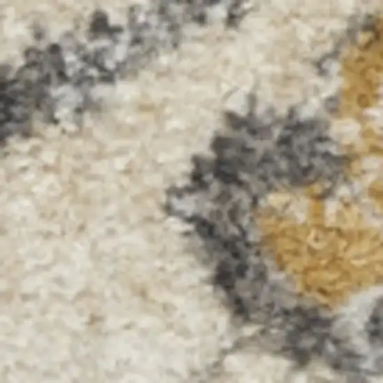 6' Ivory Floral Worn Faded Runner Rug Photo 7