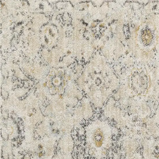 6' Ivory Floral Worn Faded Runner Rug Photo 3