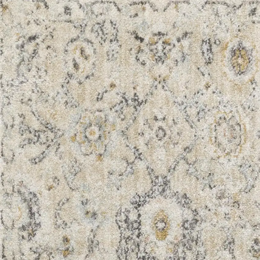 6' Ivory Floral Worn Faded Runner Rug Photo 3