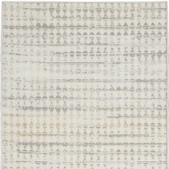 7' Ivory Geometric Distressed Runner Rug Photo 5