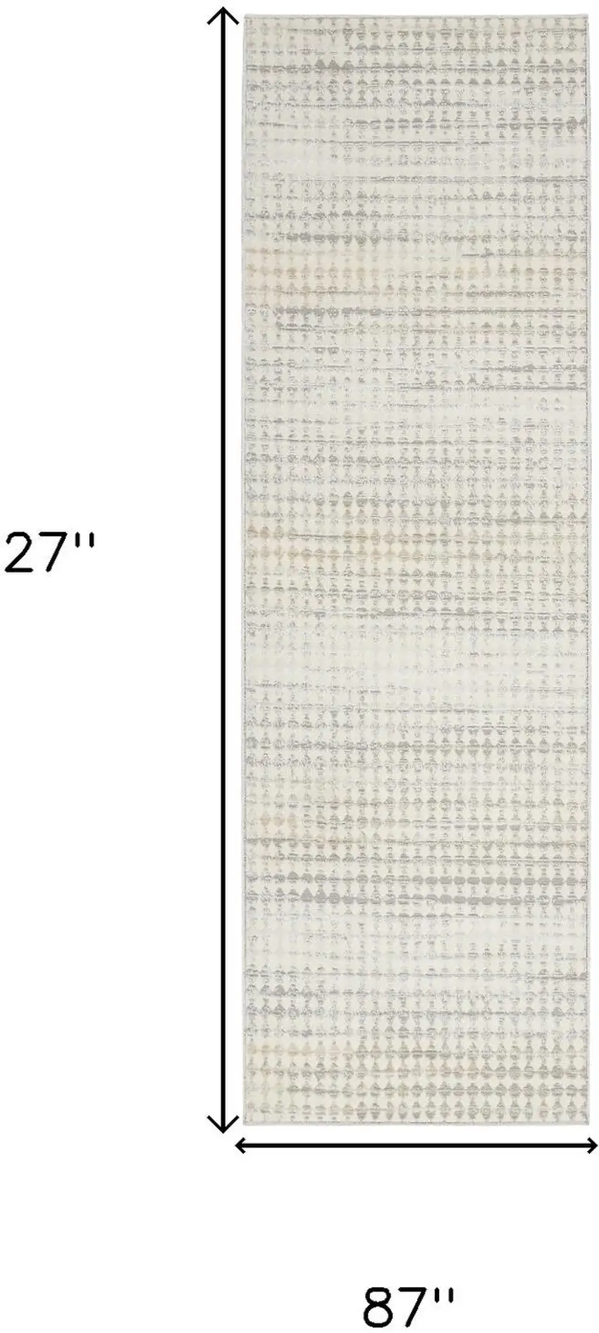 7' Ivory Geometric Distressed Runner Rug Photo 3