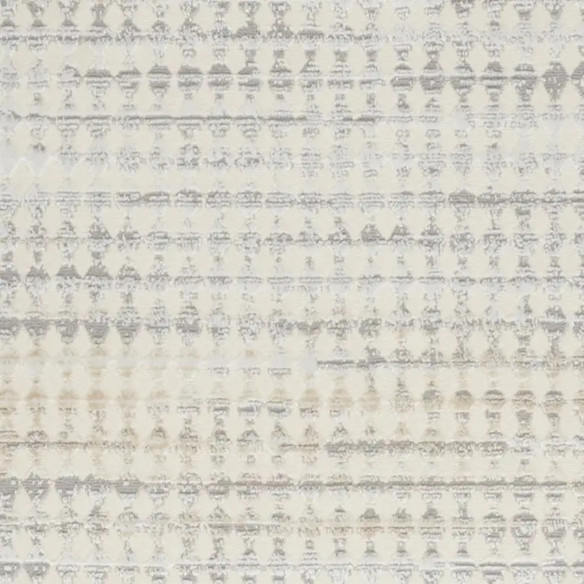 7' Ivory Geometric Distressed Runner Rug Photo 4