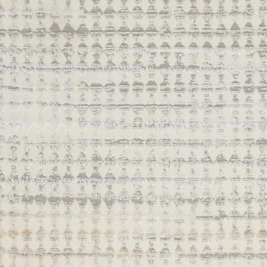 7' Ivory Geometric Distressed Runner Rug Photo 3