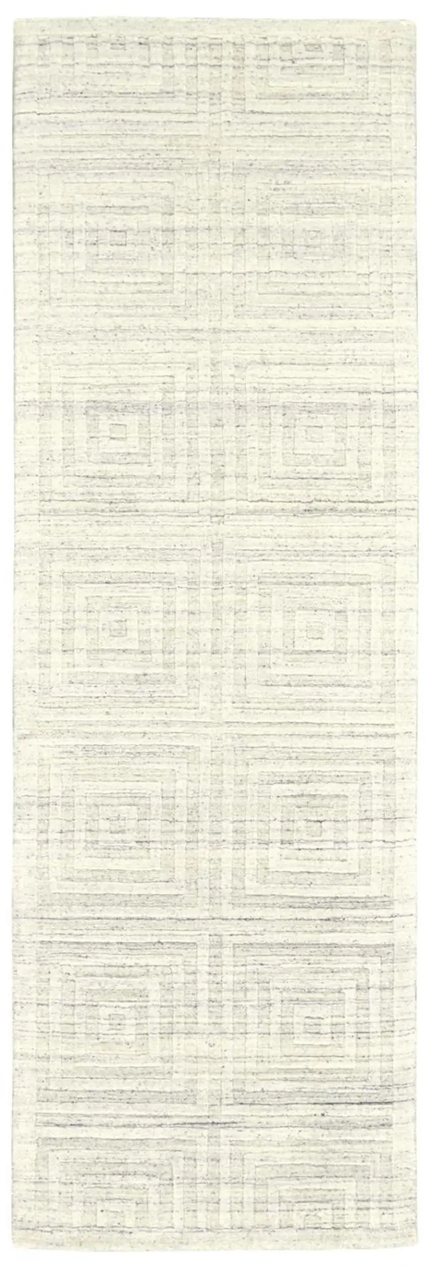 8' Ivory Geometric Hand Woven Runner Rug Photo 1