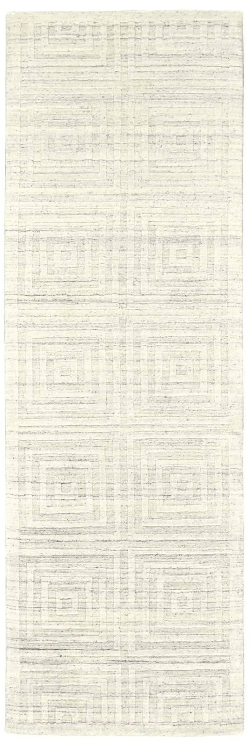 8' Ivory Geometric Hand Woven Runner Rug Photo 2