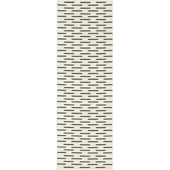 6' Ivory Geometric Power Loom Runner Rug Photo 5