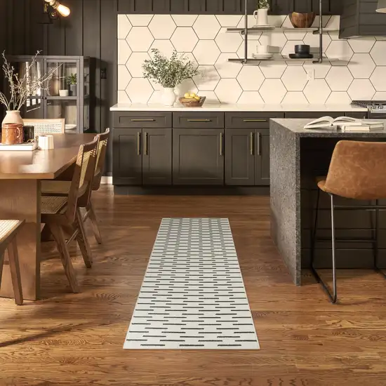 6' Ivory Geometric Power Loom Runner Rug Photo 4