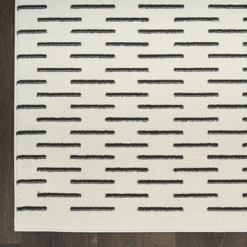 6' Ivory Geometric Power Loom Runner Rug Photo 8