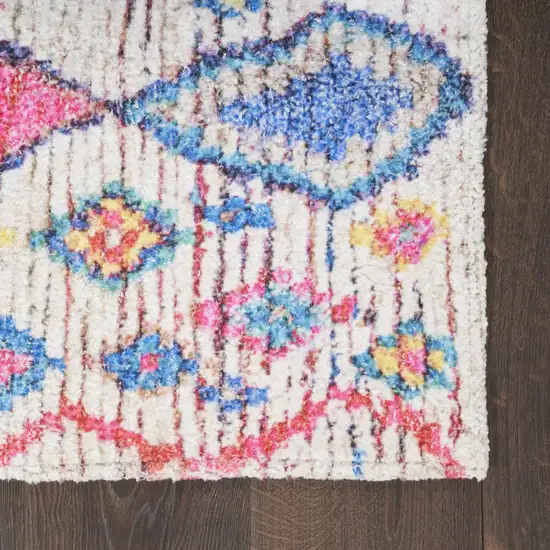 6' Ivory Geometric Power Loom Runner Rug Photo 9