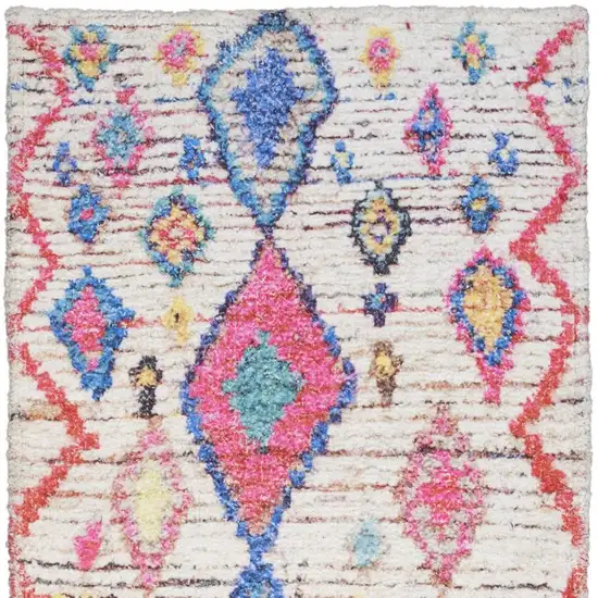 6' Ivory Geometric Power Loom Runner Rug Photo 4