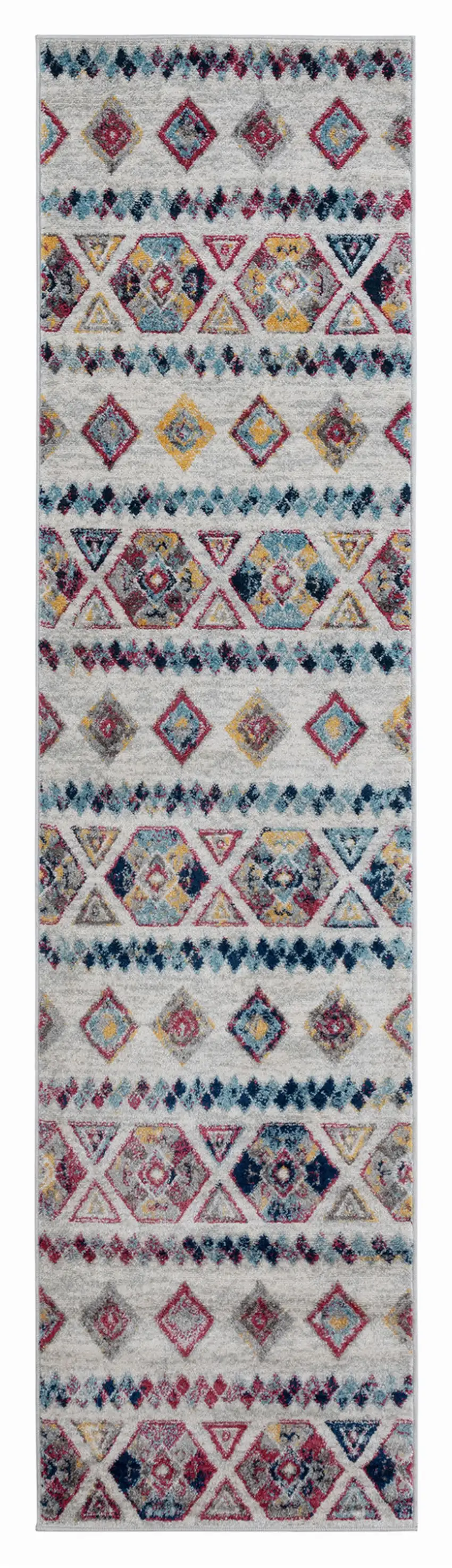 10' Ivory Geometric Power Loom Runner Rug Photo 1
