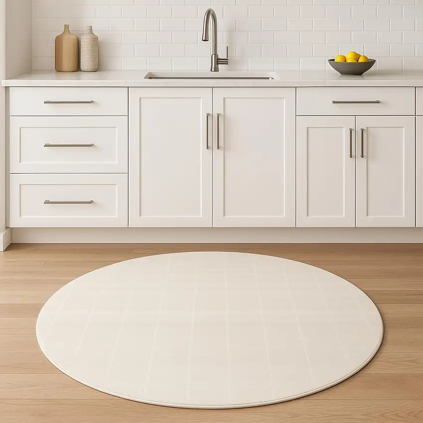4' Ivory Geometric Round Rug Photo 1