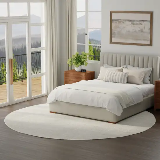 8' Ivory Geometric Round Rug Photo 5