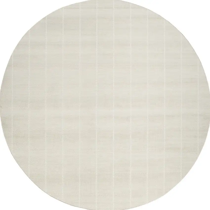 8' Ivory Geometric Round Rug Photo 3