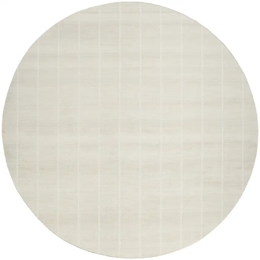 8' Ivory Geometric Round Rug Photo 2