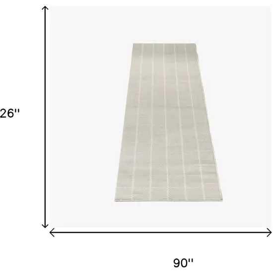 8' Ivory Geometric Runner Rug Photo 3