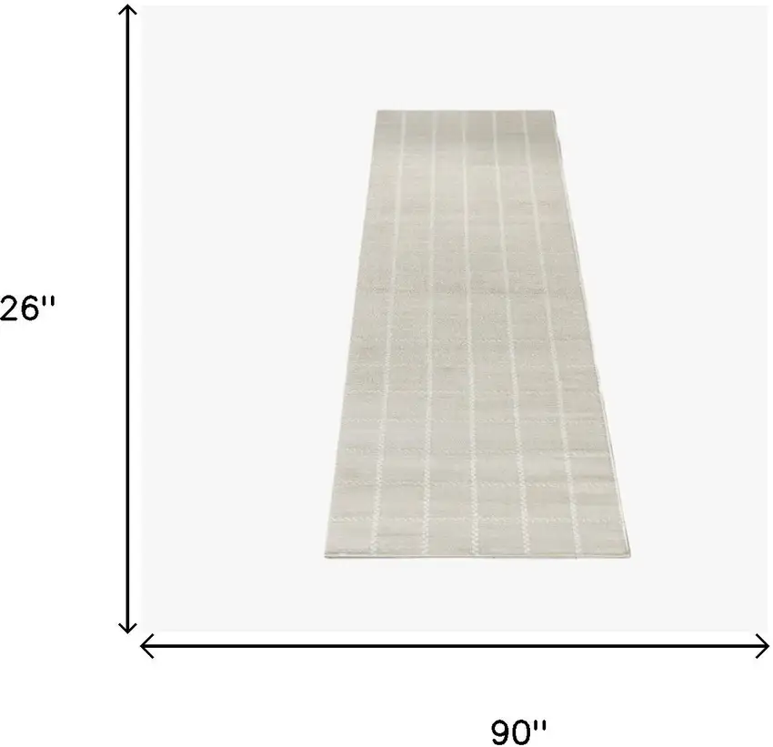 8' Ivory Geometric Runner Rug Photo 3