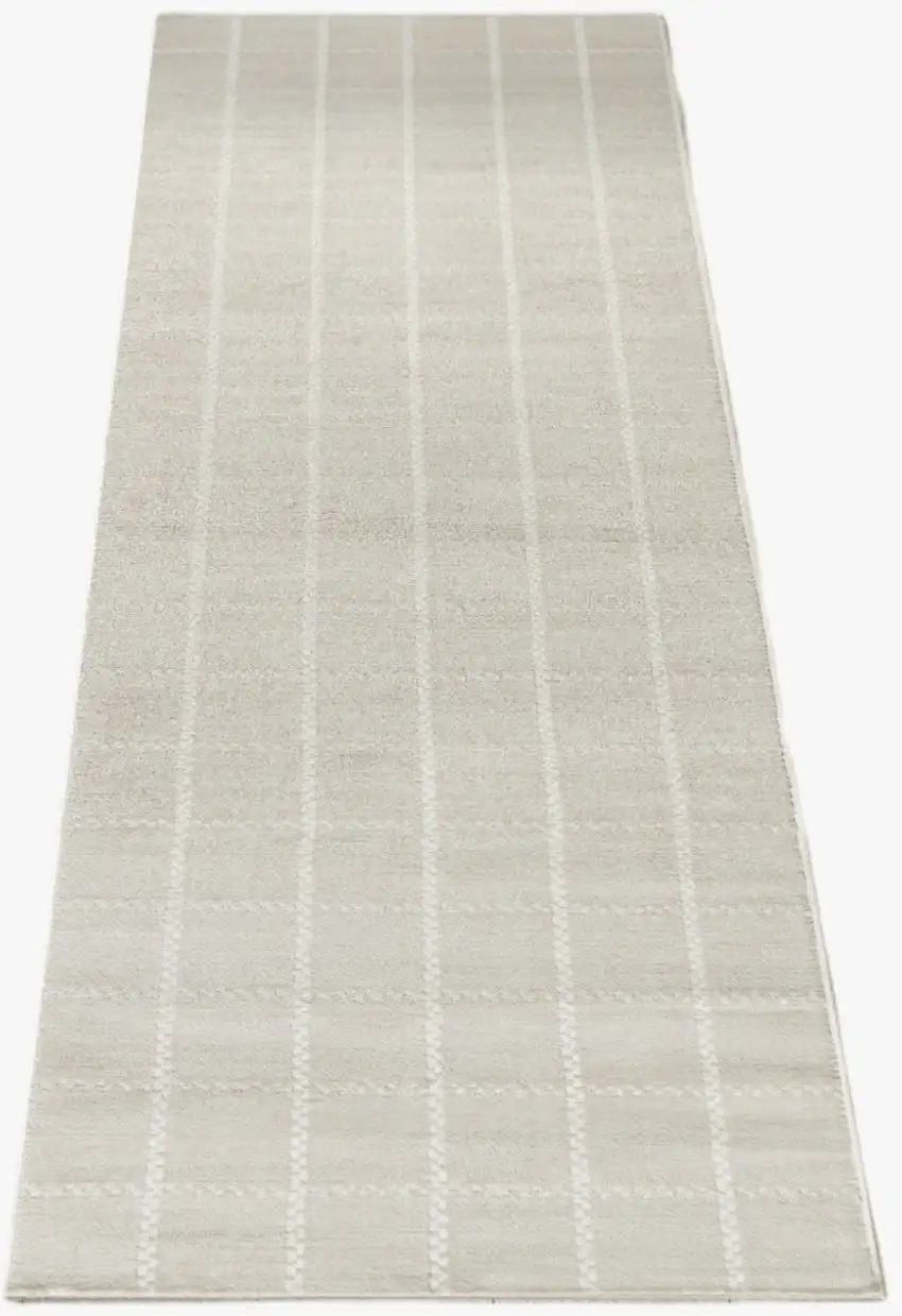 8' Ivory Geometric Runner Rug Photo 2