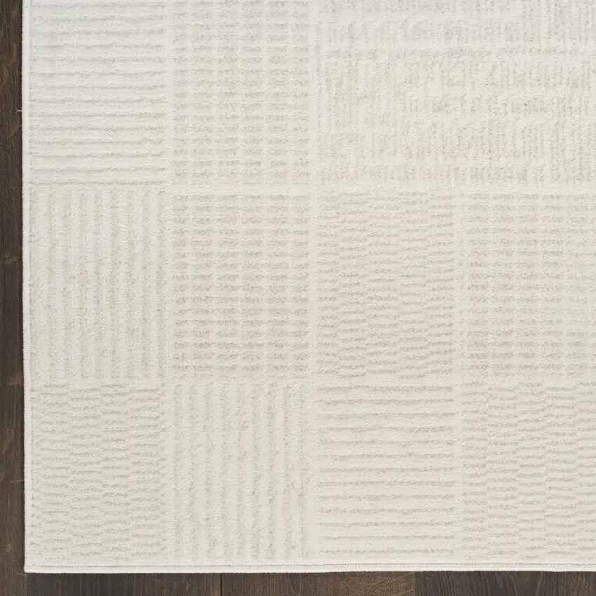 6' Ivory Geometric Runner Rug Photo 7