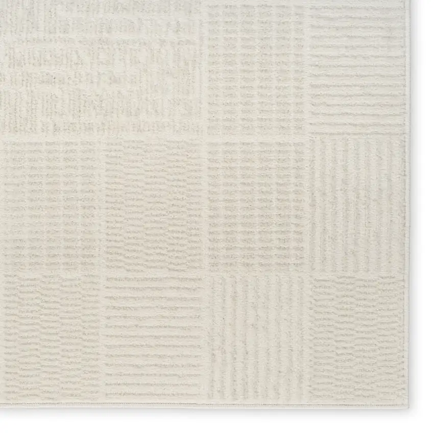 6' Ivory Geometric Runner Rug Photo 6