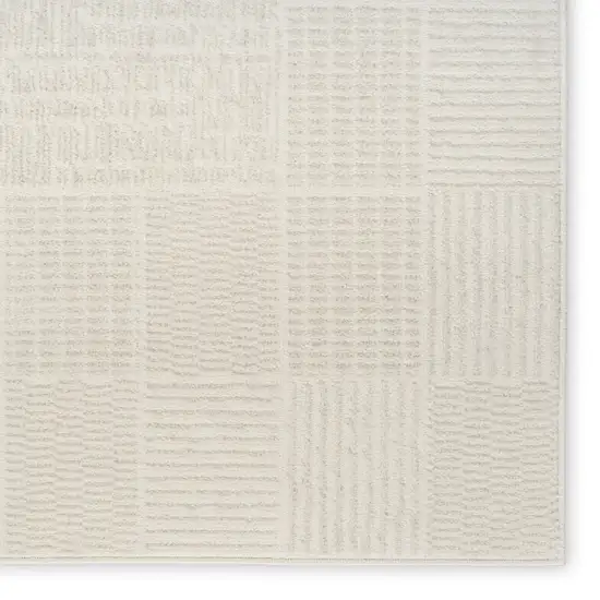 6' Ivory Geometric Runner Rug Photo 6