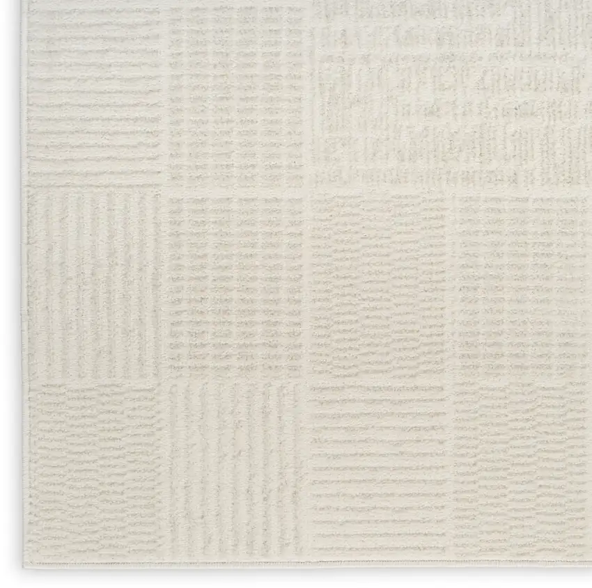 6' Ivory Geometric Runner Rug Photo 9
