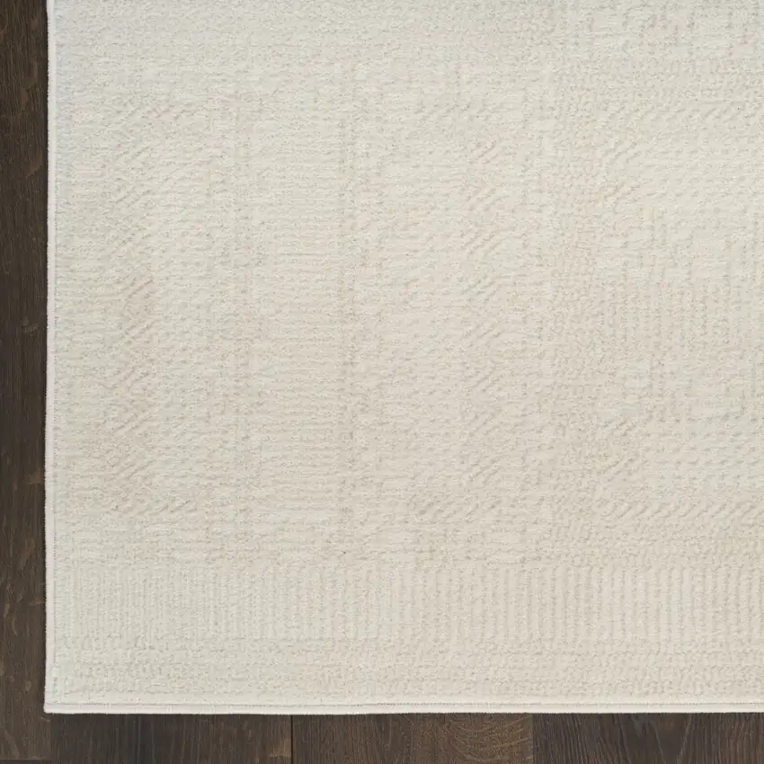 6' Ivory Geometric Runner Rug Photo 9
