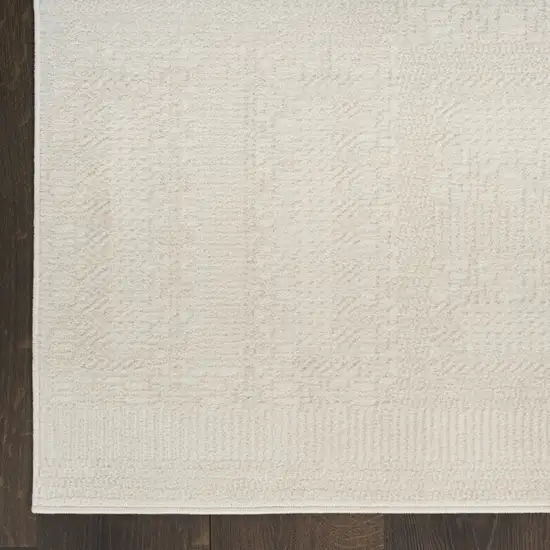 6' Ivory Geometric Runner Rug Photo 9