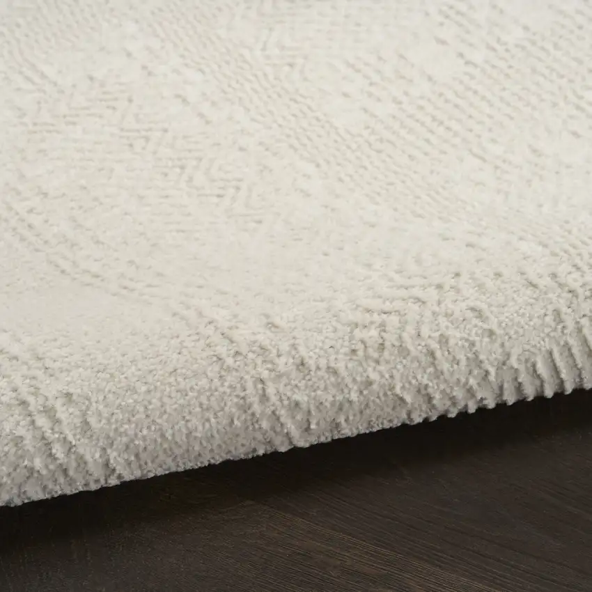 6' Ivory Geometric Runner Rug Photo 6