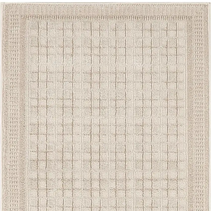 6' Ivory Geometric Runner Rug Photo 4