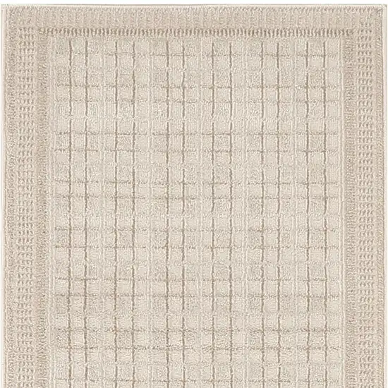 6' Ivory Geometric Runner Rug Photo 4